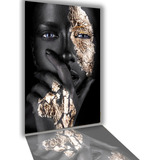 Quadros Decorativos Mulher Africana Preto Ouro Grande 90x70