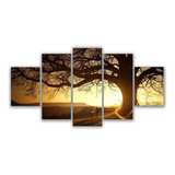 Quadros Decorativos Sala Árvore Da Vida Entardecer Sol