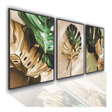 Quadros Decorativos Sala Quarto Folhagem Verde Gold Natureza
