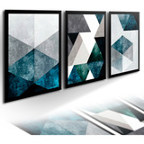 Quadros Decorativos Trio Luxo Formas Geométricas Moderno 3pç