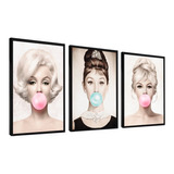 Quadros Decorativos Trio Marilyn Monroe Escritório Sala 