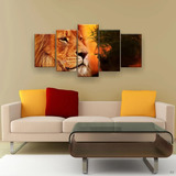 Quadros Para Sala Leão Judá E Jesus 5pc Kit