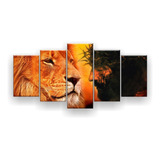 Quadros Para Sala Leão Judá E Jesus 5pc Kit