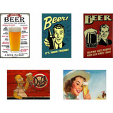 Quadros Placas Retro Vintage Cerveja Mdf 3mm - 12 Unidades