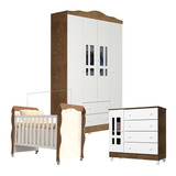 Quarto Bebê Ariel 4p Berço New Nanda Bco Amadeirado