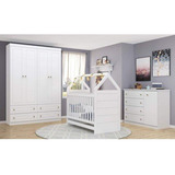 Quarto Bebê Guarda Roupa Cômoda Berço Mini Cama Branco