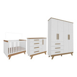Quarto Bebê Retrô Berço Americano 2em1 Guarda Roupa Cômoda