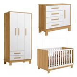Quarto Conjunto Infantil Armário Cômoda Berço Q Encanto Slim