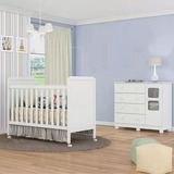 Quarto De Bebê Berço Americano Cloe 2 Em 1 Cômoda Uli Peroba
