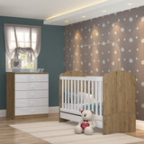 Quarto De Bebê Berço Mini Cama Cômoda Rústico/branco