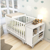 Quarto De Bebê Com Berço Mini Cama Estante 4 Prateleiras E