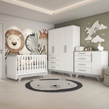 Quarto De Bebê Completo Com Guarda Roupa Cômoda E Berço