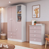 Quarto De Bebê Completo Com Guarda Roupa E Cômoda Abwt