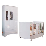 Quarto De Bebê Guarda-roupa 3 Portas E Berço Branco Brilho