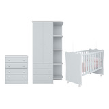 Quarto Do Bebê Com Armário Sonhar Cômoda 4 Gavetas E Berço