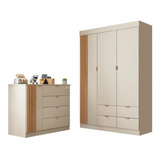 Quarto Infantil Ayla Cômoda E Guarda Roupa Off White Phoenix