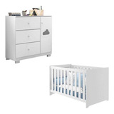 Quarto Infantil Berço Doce Sonho E Cômoda Ane Branco Phoenix