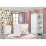 Quarto Infantil Doce Sonho Berço Simples Cômoda Armário Qmov