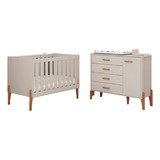 Quarto Infantil Iris 100% Mdf - Berço Mini Cama E Cômoda 