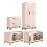 Quarto Infantil Slim Kit Gemeos -guarda-roupa Comoda 2 Berço