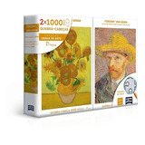 Quebra Cabeça 2x1000p Van Gogh Retrato Girassóis Game Office