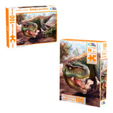 Quebra Cabeça Batalha Dos Dinossauros 100 Peças Brinquedo Nf
