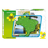 Quebra Cabeça Infantil Mapa Do Brasil 108 Pcs Educativo Nig
