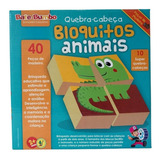 Quebra-cabeça Educativo Madeira Bloquitos Animais Bate