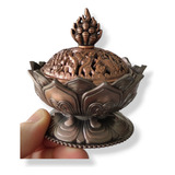 Queimador Incensário Flor De Lótus Artesanato Metal Buda Zen