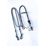 R22 Jogo Cabecada Couro + Redeas La C/ Argolas Inox