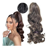 Rabo De Cavalo Aplique Presilha Fibra Orgânica Piranha 70cm Cor Castanho Claro Ondulado #8