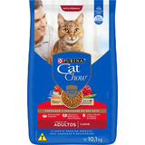 Ração Cat Chow Para Gatos Adultos Sabor Carne 10kg Defense 