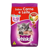 Ração Whiskas Para Gatos Filhotes Sabor Carne E Leite Saco 10,1 Kg
