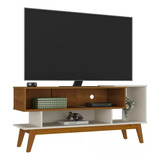 Rack Bancada Moderno Tv Até 55 Polegadas C/ Nicho Pés Retrô