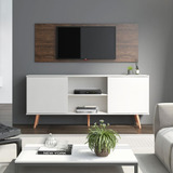 Rack Com Painel Para Tv Até 55 Pol. 180 Cm Pés Retrô Mdp Cor Branco