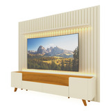 Rack Com Painel Ripado Nobre 2.3 Pés De Madeira - Gelius