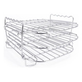 Rack De Três Camadas Airfryers De Aço Inoxidável, Quadrado V