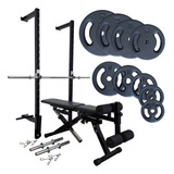 Rack Estação Agachamento, Supino E 60kg De Anilhas + Barras