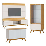 Rack Painel 2g 1.8 Buffet 3 Portas Cristaleira 1g Off Nature