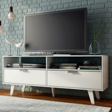 Rack Para Tv Até 55 Polegadas Madesa Oslo Com 2 Portas Cor Branco 6019091