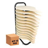 Rack Preto Para Pizza Com 12 Pás De Compensado 35 Cm