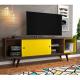 Rack Retrô Goslar Rustik Carvalho E Amarelo 162 Cm