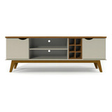 Rack Sala Prism 1.8 Com 2 Portas E Pés De Madeira Maciça