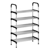 Rack Sapateira Vertical Luxo Aço Inox 5 Prateleiras 10 Pares