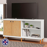Rack Tv Ditália Até 50 2 Portas Rc-30 Branco/carvalho Cor Branco