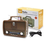 Radio Am Fm Bluetooth Retro Vintage Usb Madeira Antigo