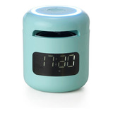 Rádio Relógio Caixinha De Som Fm Bluetooth Despertador Cor Azul-celeste Bivolt