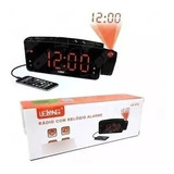 Radio Relógio Despertador Digital Le-672 Fm Usb  Projetor