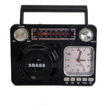 Rádio Relógio Portátil Retro Bluetooth Vintage Fm Am Sw Usb