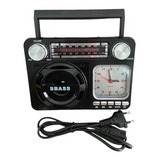Rádio Relógio Retrô Bluetooth Vintage Fm Am Sw Usb Portátil